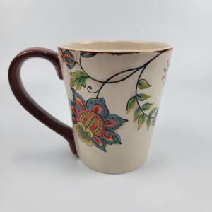 PIER 1 IMPORTS Elizabeth Floral Ironstone Coffee Tea Mug Colorful Excellent